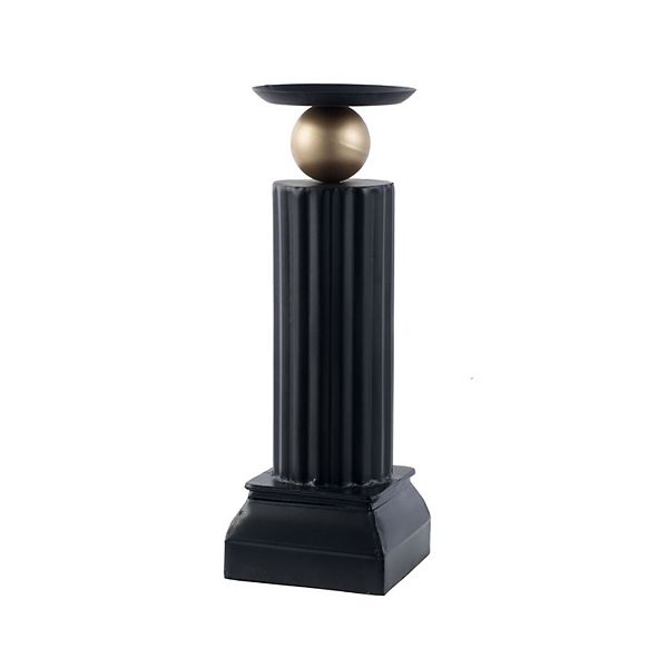 20.25&#34; Black and Gold Column Pillar Candleholder A&B Home