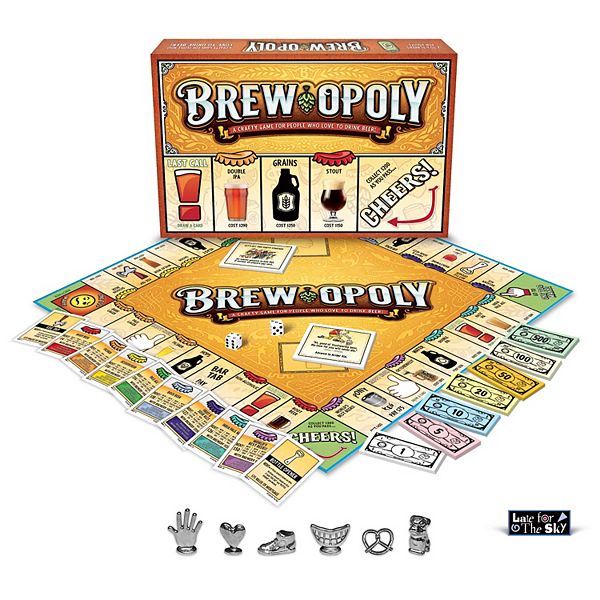 Настольная игра Brew-Opoly: классическая настольная игра для 2-6 игроков, выполненная из картона и пластика Late For The Sky