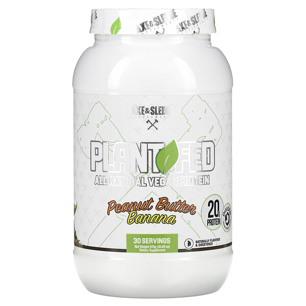Plant Fed, All-Natural Vegan Protein, Peanut Butter Banana, 30.69 oz (870 g) Axe & Sledge Supplements