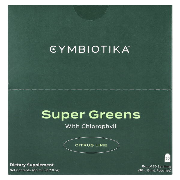 Super Greens, With Chlorophyll, Citrus Lime, 30 Pouches, 15 ml Each Cymbiotika