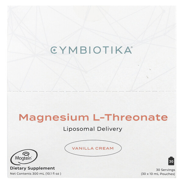 Magnesium L-Threonate, Liposomal Delivery, Vanilla Cream, 30 Pouches, 10 ml Each Cymbiotika