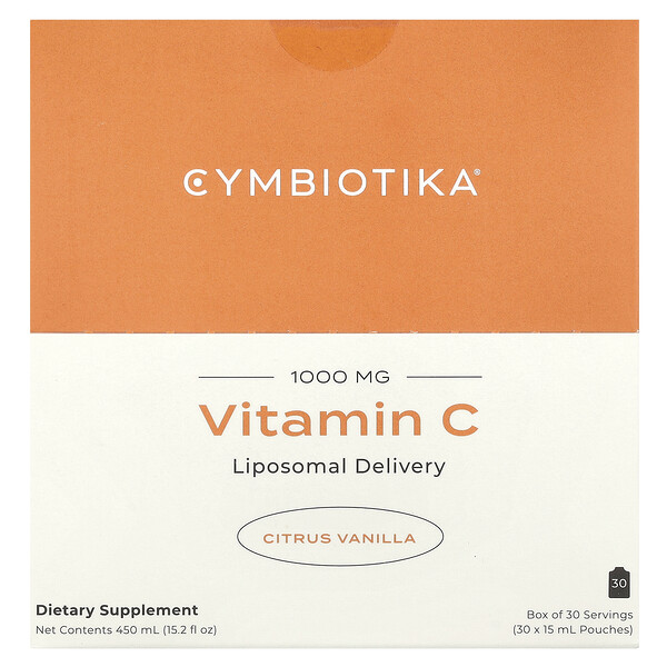 Vitamin C, Liposomal Delivery, Citrus Vanilla, 1,000 mg, 30 Pouches, 15 ml Each Cymbiotika