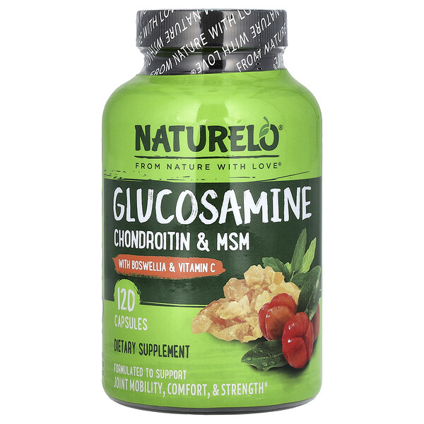 Glucosamine Chondroitin & MSM With Boswellia & Vitamin C, 120 Capsules NATURELO