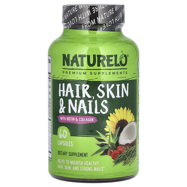 Hair, Skin & Nails With Biotin & Collagen, 60 Capsules NATURELO