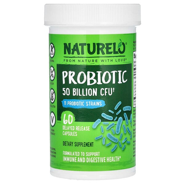 Probiotic, 50 Billion CFU, 60 Delayed Release Capsules NATURELO