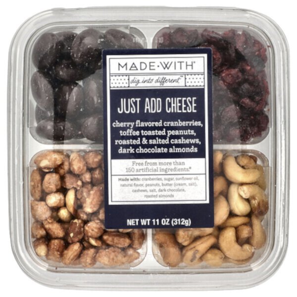 Just Add Cheese, Cherry Flavored Cranberries, Toffee Toasted Peanuts, Roasted & Salted Cashews, Dark Chocolate Almonds, 11 oz (312 g) Made With