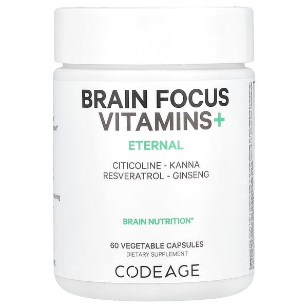 Brain Focus Vitamins+, 60 Vegetable Capsules Codeage