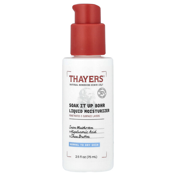 Soak It Up 80HR Liquid Moisturizer, Fragrance-Free, 2.5 fl oz (75 ml) Thayers