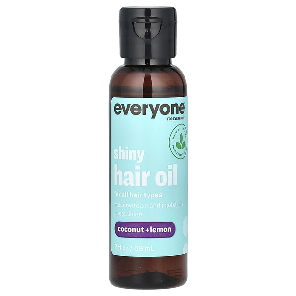 Shiny Hair Oil, Coconut + Lemon, 2 fl oz (59 ml) Everyone
