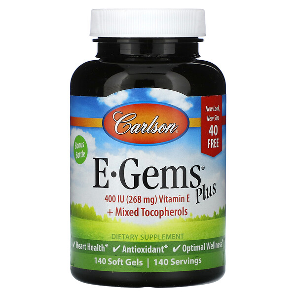E-Gems Plus, 400 IU (268 mg), 140 Soft  Gels Carlson