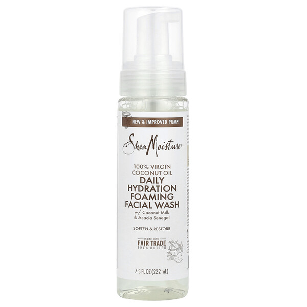 Daily Hydration Foaming Facial Wash, 100% Virgin Coconut Oil, 7.5 fl oz (Жидкие унции) (222 ml) SheaMoisture