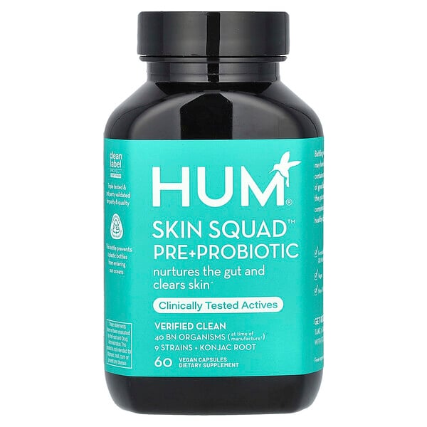 Skin Squad Pre + Probiotic, 60 Vegan Capsules HUM Nutrition