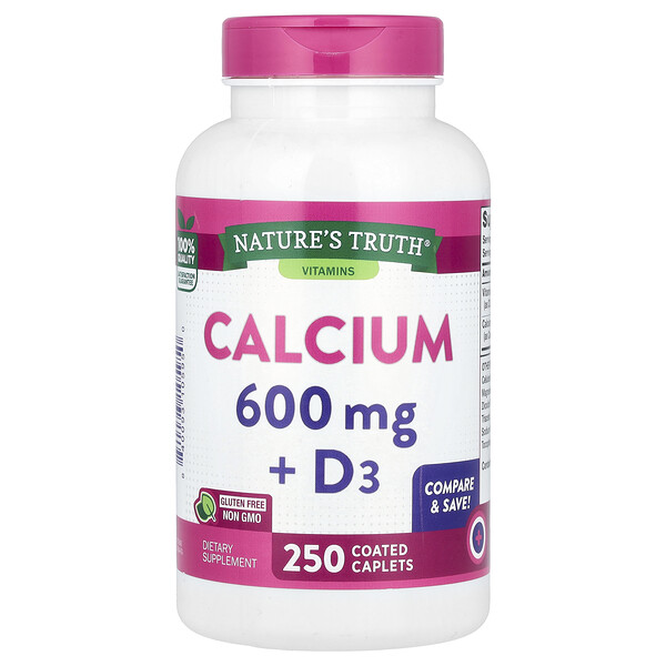 Calcium + D3, 250 Coated Caplets Nature's Truth