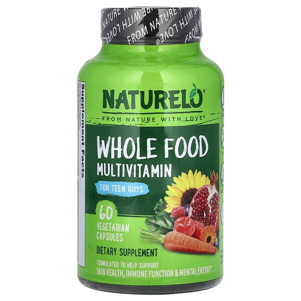Whole Food Multivitamin for Teen Guys, 60 Vegetarian Capsules NATURELO