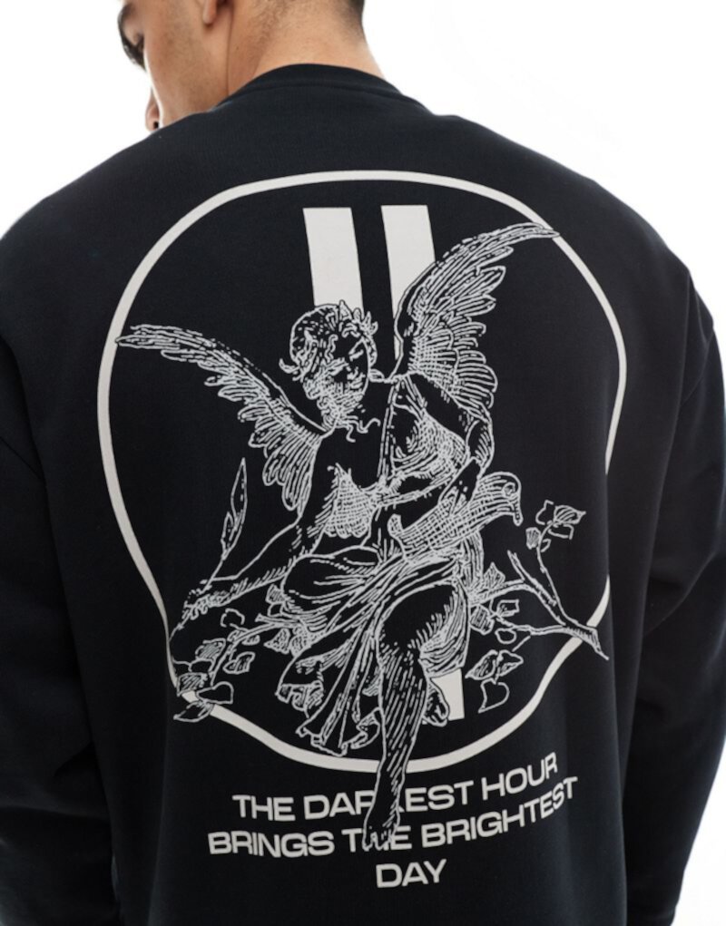 ASOS DESIGN oversized sweatshirt in black with front cherub print ASOS DESIGN