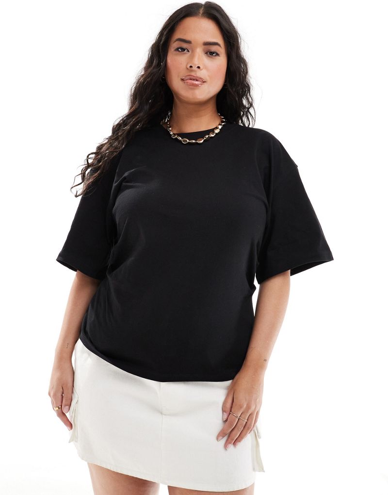 ASOS DESIGN Curve corset waist T-shirt in black ASOS Curve