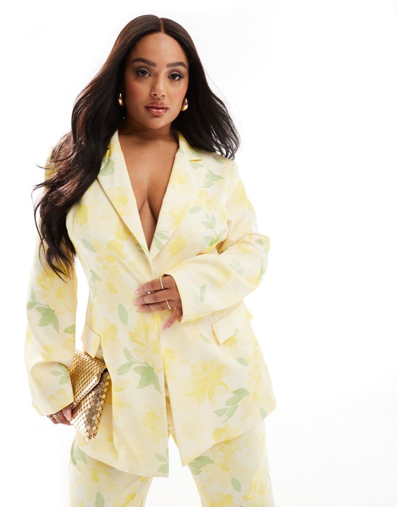 ASOS LUXE Curve single breasted tailored suit blazer in floral print - part of a set ASOS Luxe