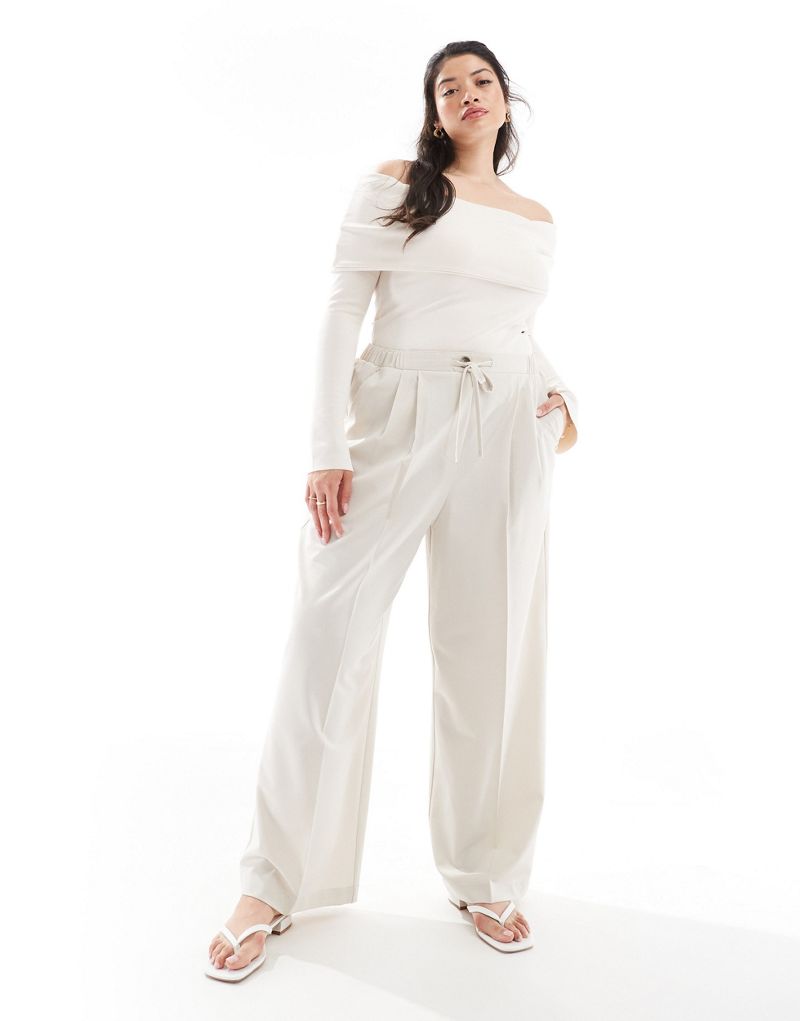 ASOS DESIGN Curve tailored pull on pants in stone  ASOS Curve