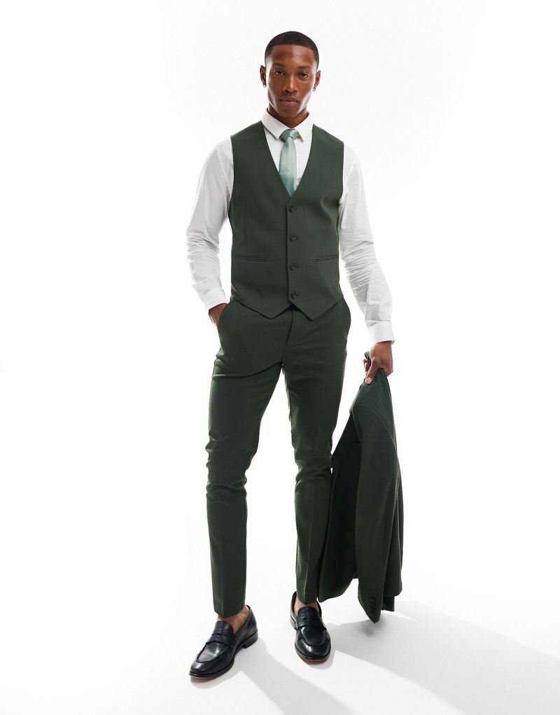 ASOS DESIGN skinny suit pants in dark green ASOS DESIGN