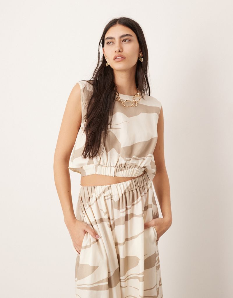 ASOS EDITION sleeveless crop top with hem detail in abstract print - part of a set ASOS EDITION