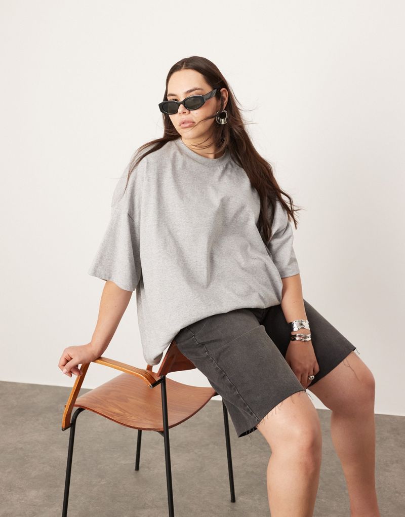 ASOS EDITION Curve oversized premium T- shirt in gray heather ASOS EDITION