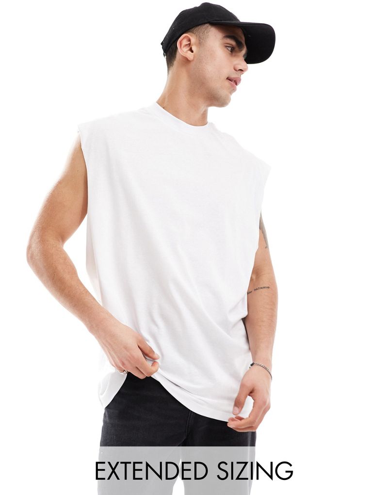 ASOS DESIGN oversized fit tank top with dropped armholes in white ASOS DESIGN