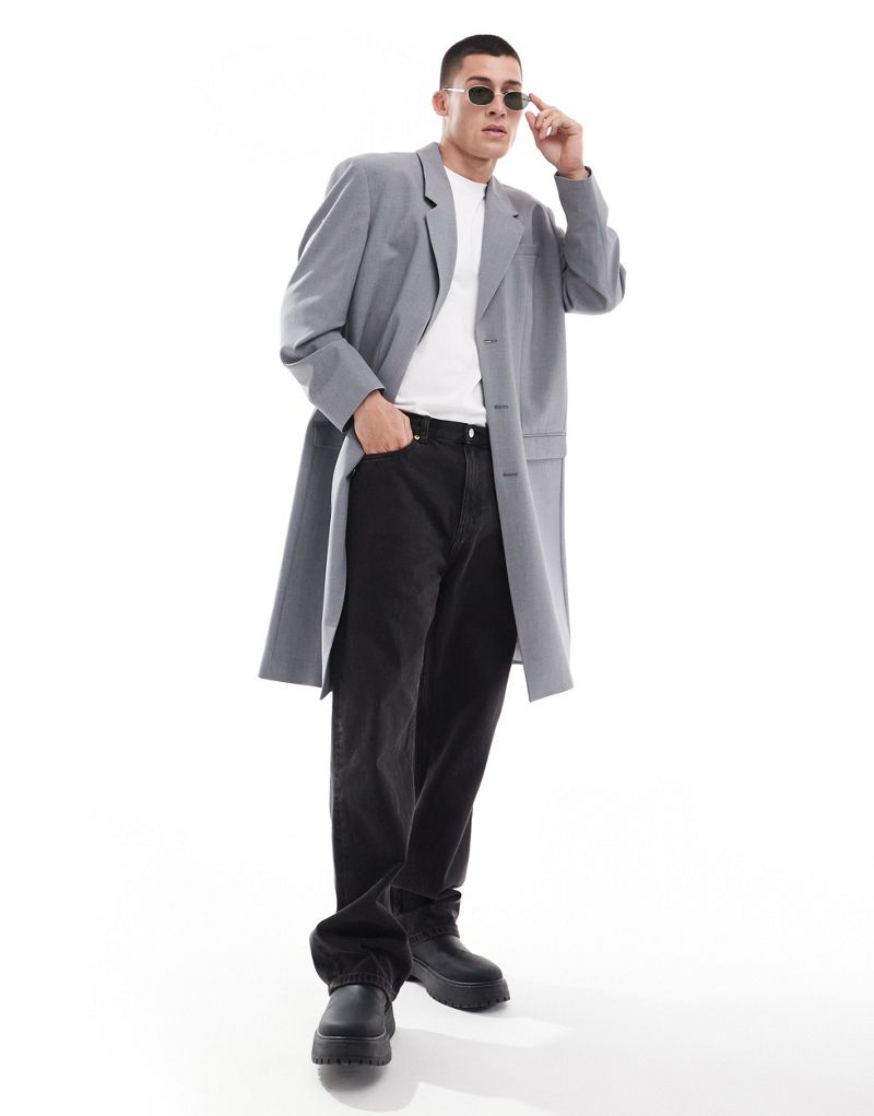 ASOS DESIGN dressy oversized dad coat in gray  ASOS DESIGN