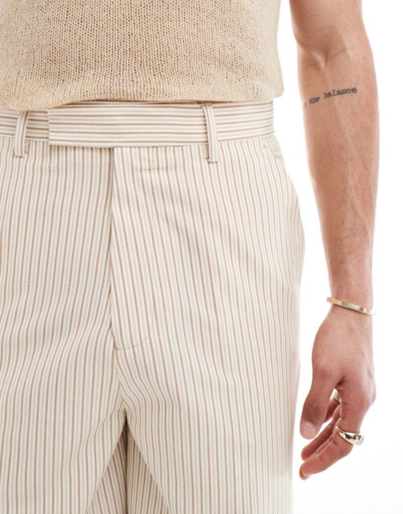 ASOS DESIGN smart linen look shorts in textured stripe ASOS DESIGN