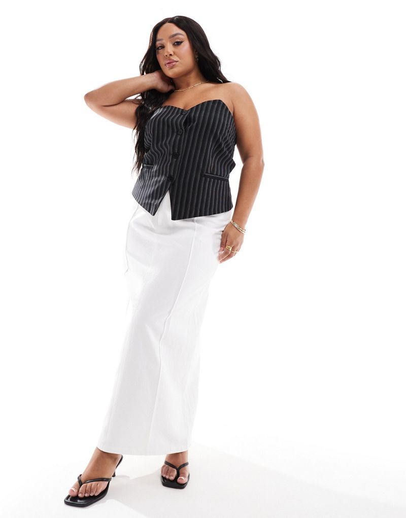 4th & Reckless Plus exclusive maxi seam detail skirt in white 4th & Reckless Plus