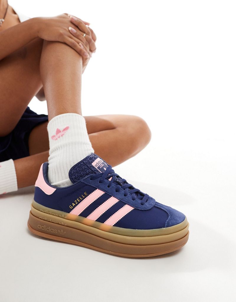 adidas Originals Gazelle Bold sneakers in navy and pink Adidas