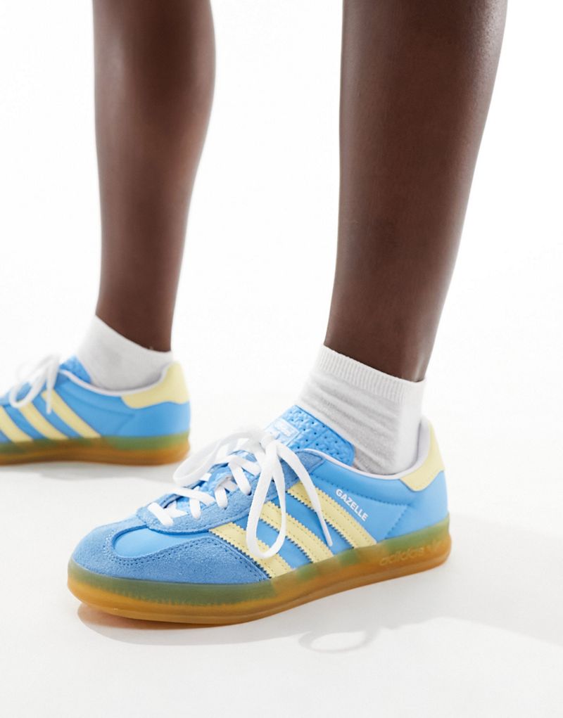 adidas Originals Gazelle Indoor gum sole sneakers in blue and yellow Adidas