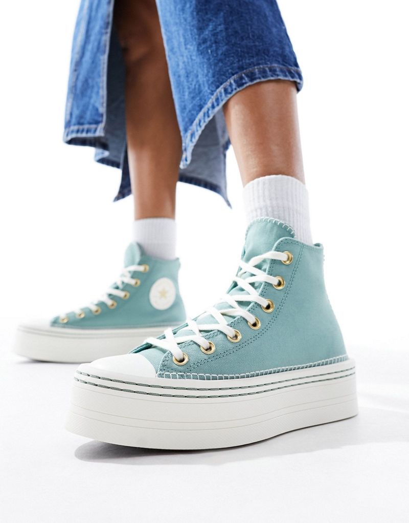 Converse Chuck Taylor All Star Modern Lift sneakers with crafted stitching in sage green Converse
