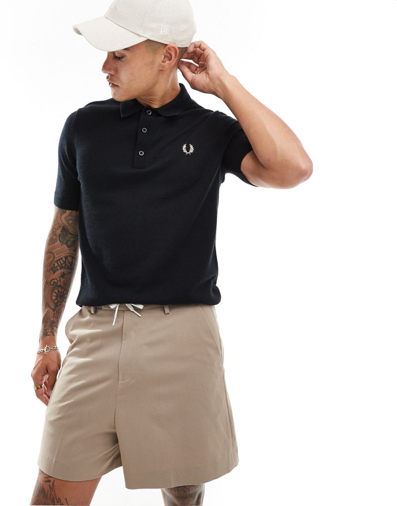 Fred Perry classic knit polo shirt in black Fred Perry