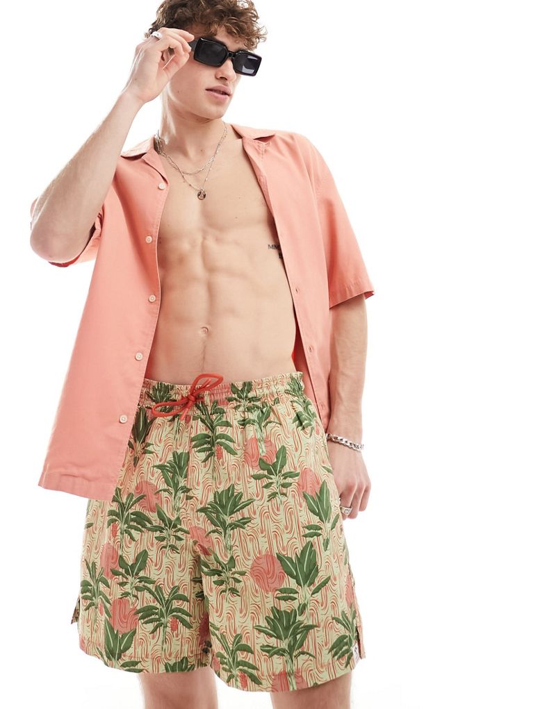 Hunky Trunks textured palm swim shorts in green Hunky Trunks