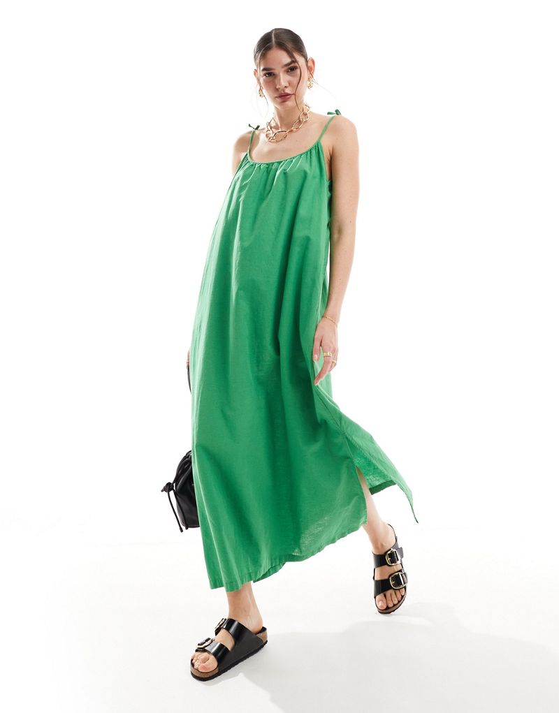 JJXX linen blend maxi dress in green JJXX