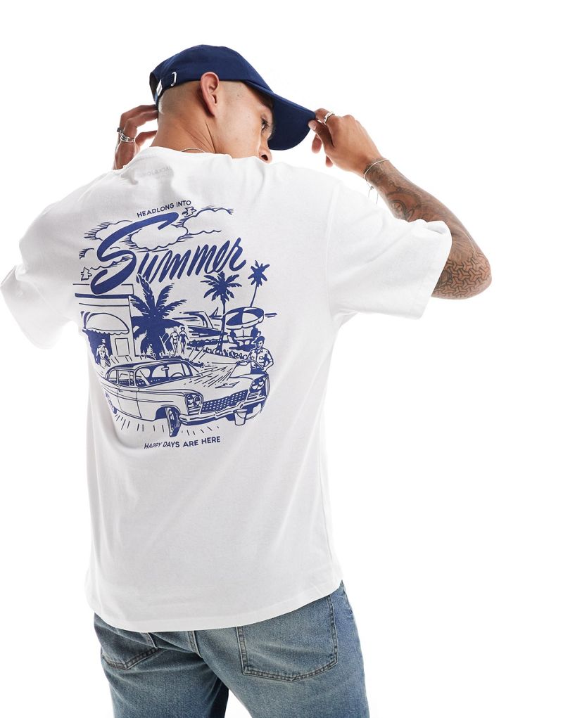 Jack & Jones oversized Summer back print T-shirt in white Jack & Jones
