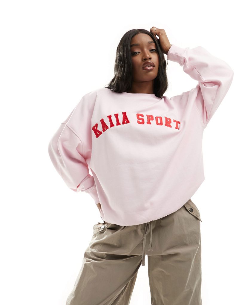 Kaiia sport logo sweatshirt in baby pink Kaiia