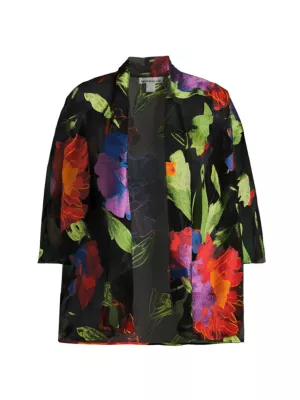 Plus Size Flower Burst Embroidery Swing Cardigan Caroline Rose