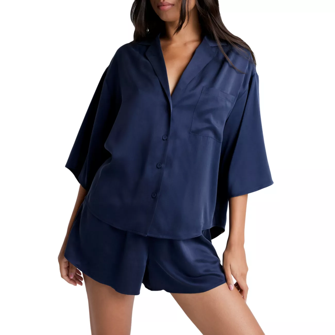 Washable Silk Relaxed 2-Piece Top &amp; Shorts Set LUNYA