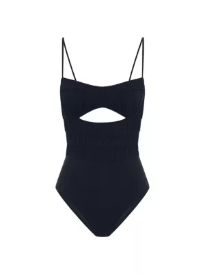 Ruched Cut-Out One-Piece Swimsuit Peony