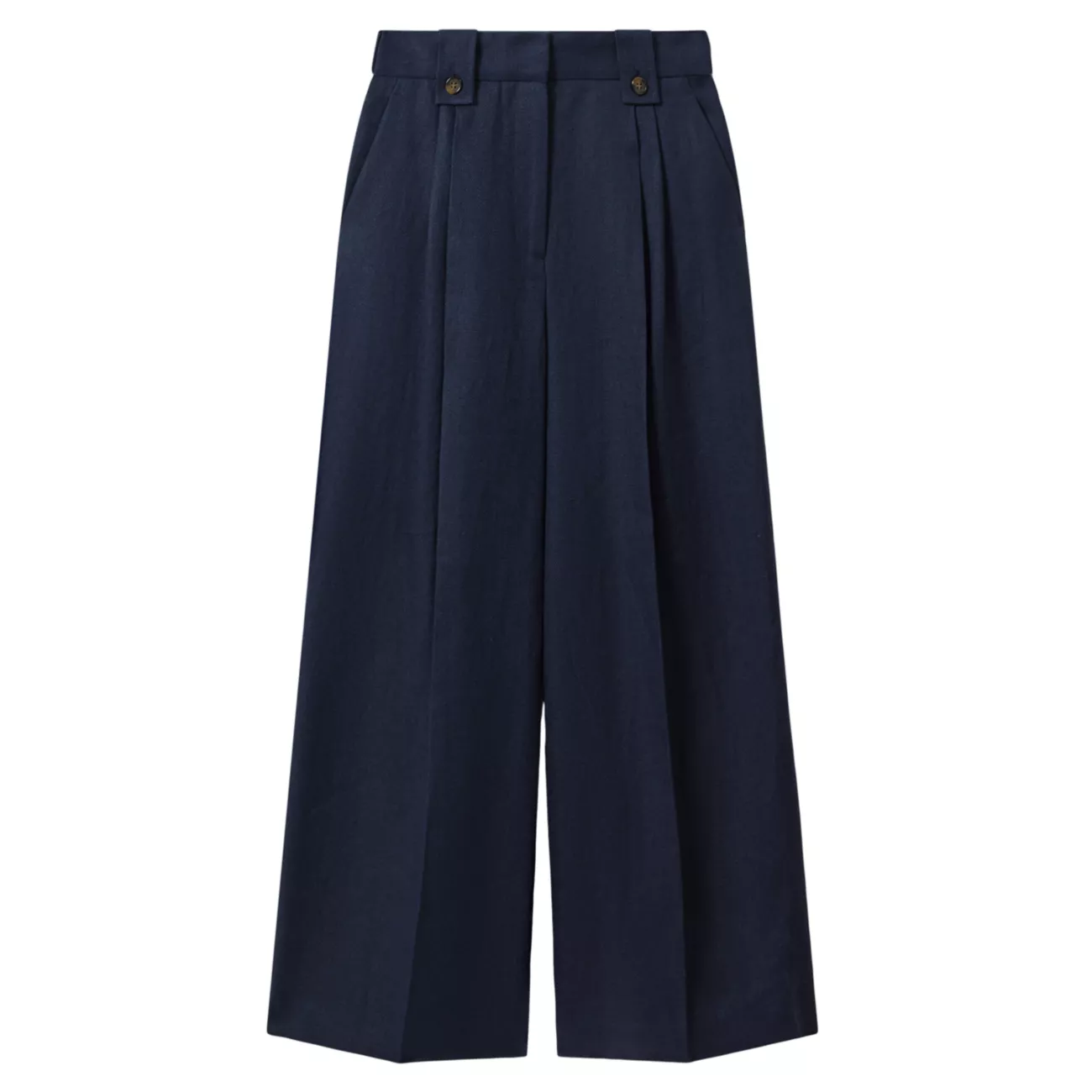 Leila Linen Pleated Wide-Leg Pants REISS