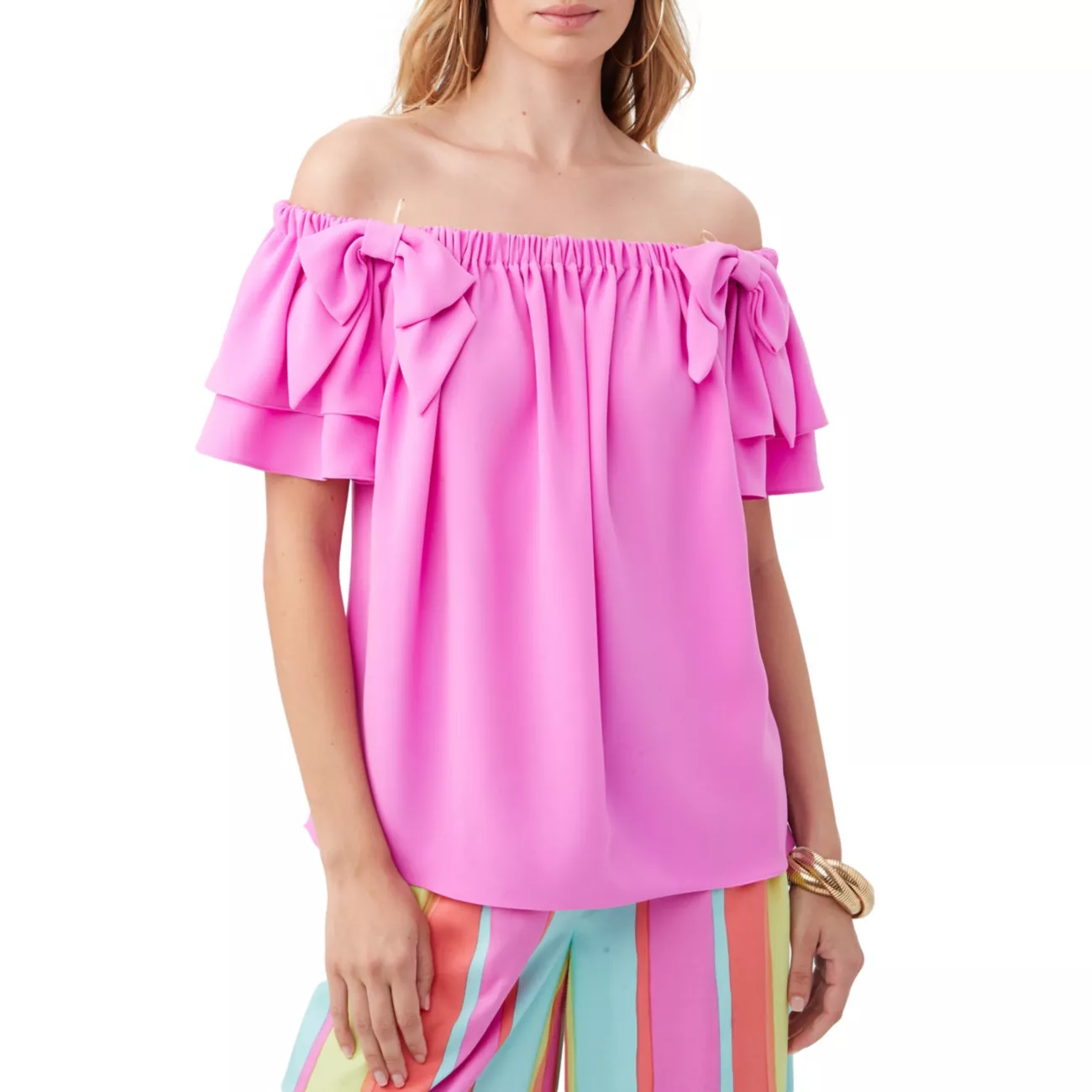 Silia Bow Off-the-Shoulder Top Trina Turk