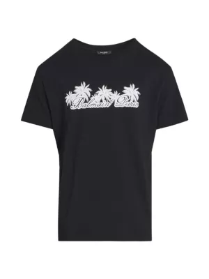 Palm Logo Cotton T-Shirt Balmain