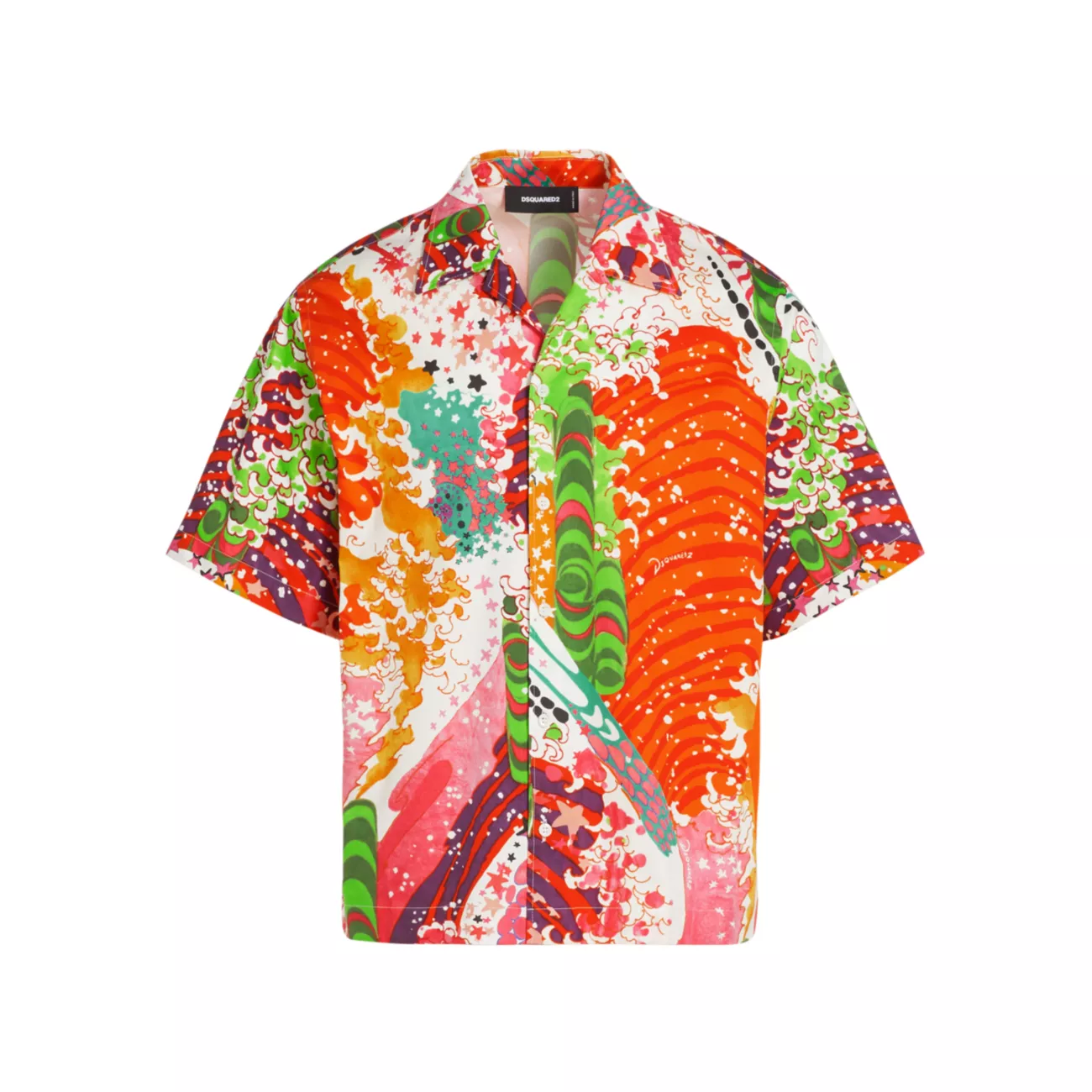 Psychedelic Dreams Stretch-Cotton Camp Shirt DSQUARED2