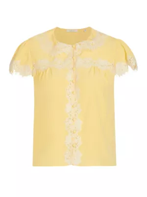 Josephine Lace-Trim Silk Blouse DÔEN