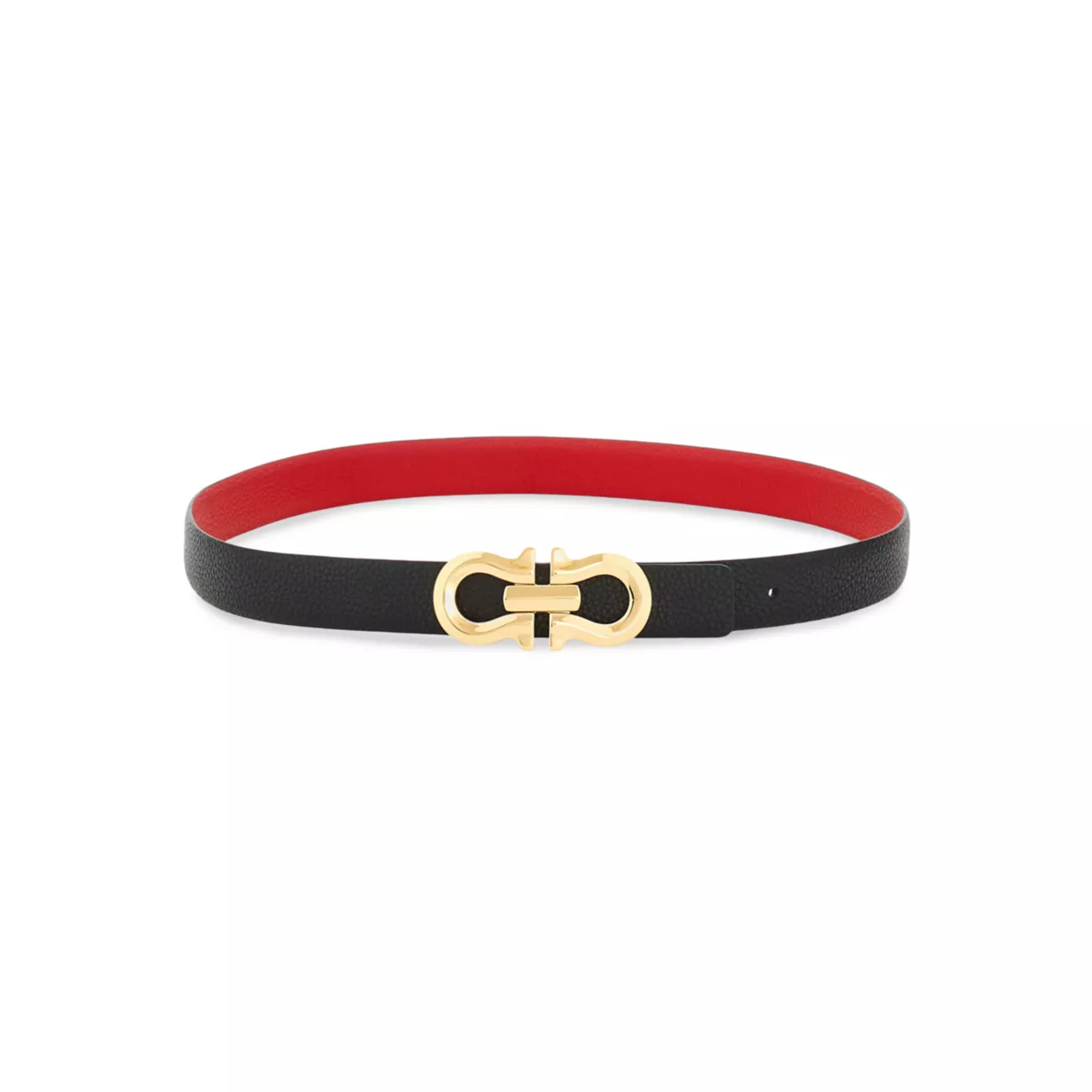 Gancio Contour Leather Reversible Belt Ferragamo