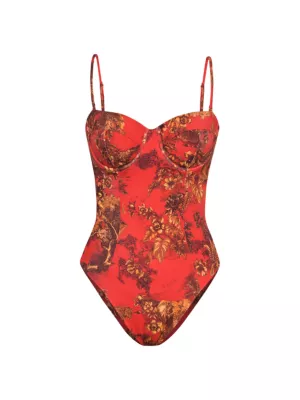 Red Jungle Amie Floral Shaping One-Piece Swimsuit L'AGENCE