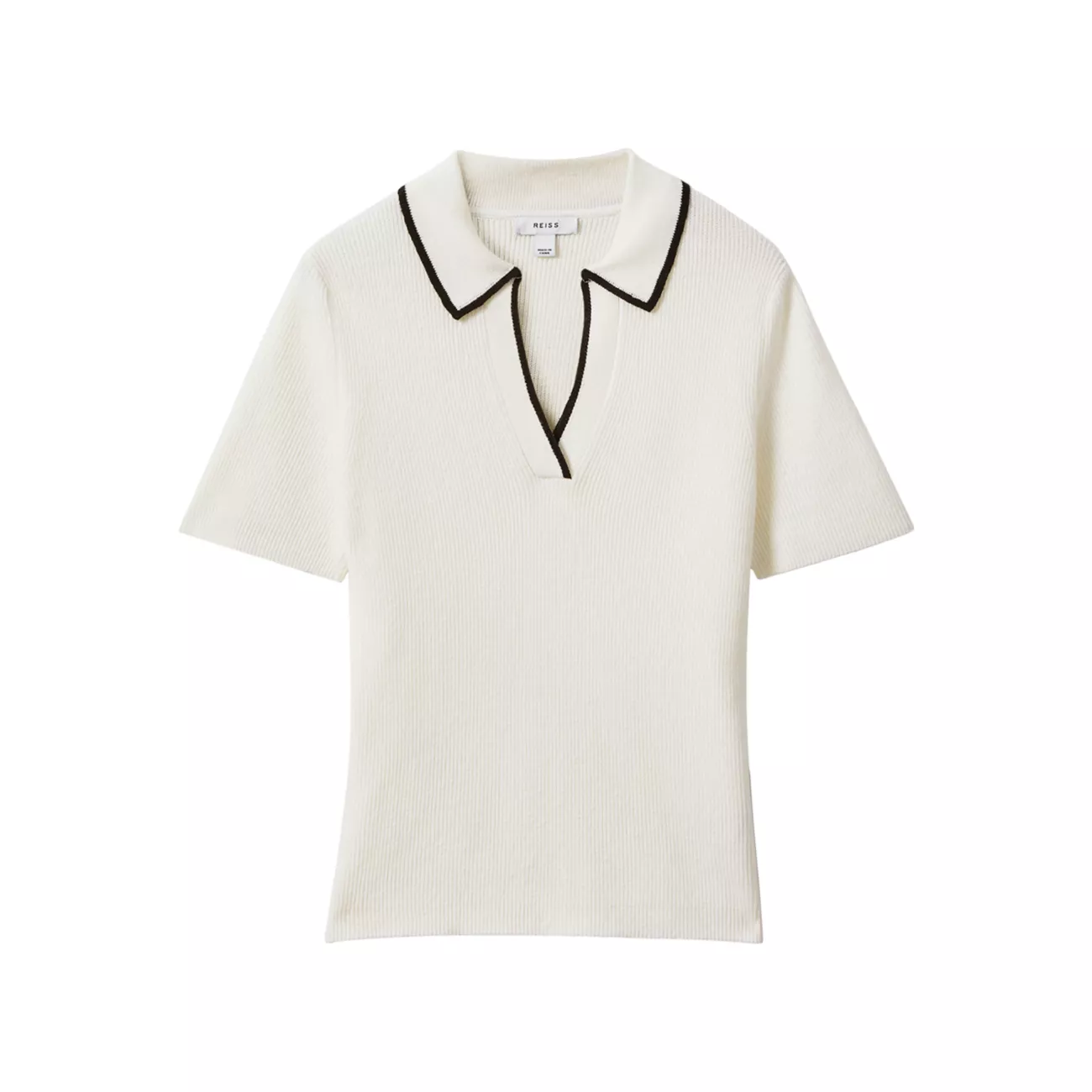 Seleena Linen-Blend Polo Shirt REISS