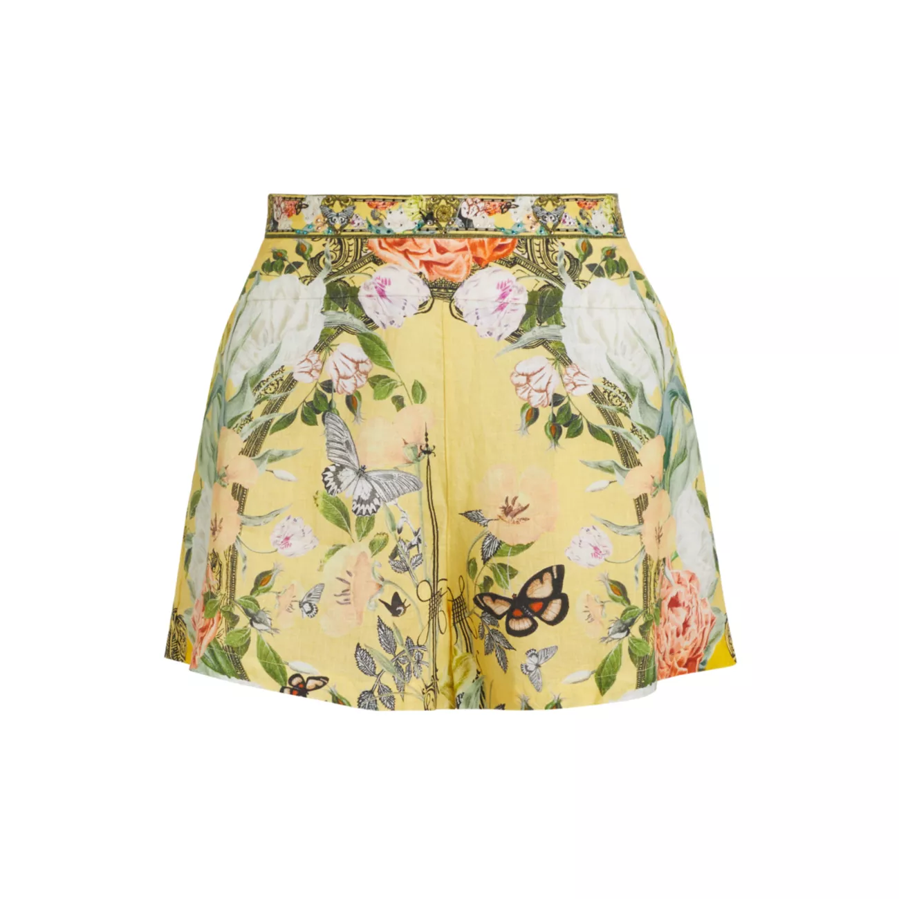 Paths Of Gold Graphic Linen Shorts Camilla