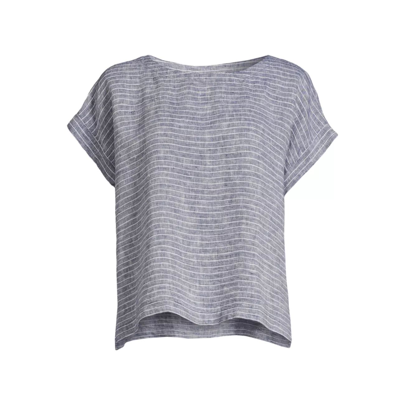 Linen Striped Short-Sleeve Top Eileen Fisher